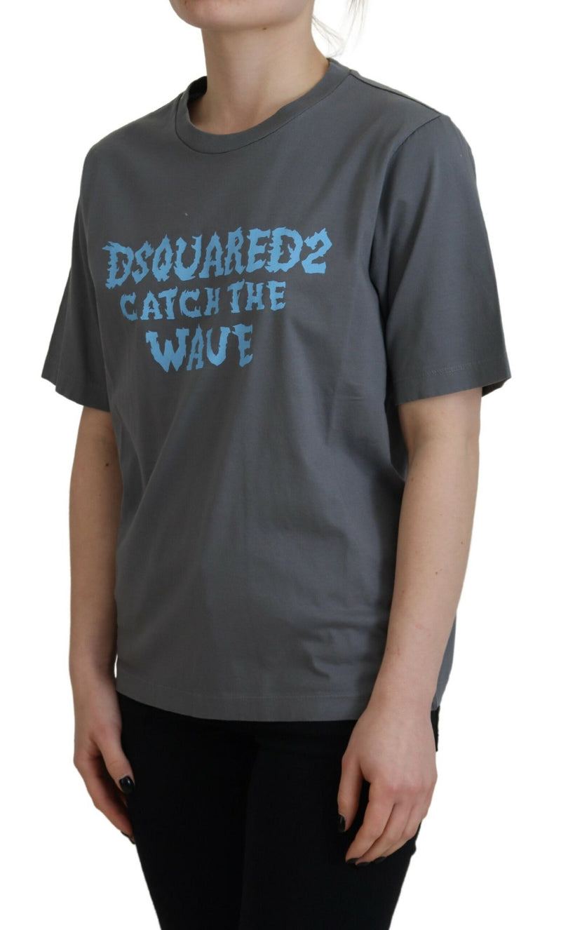 T-shirt Dsquared² gris logo en coton à col rond à manches courtes