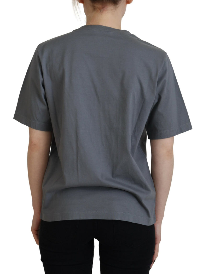 T-shirt Dsquared² gris logo en coton à col rond à manches courtes