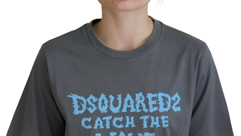 T-shirt Dsquared² gris logo en coton à col rond à manches courtes