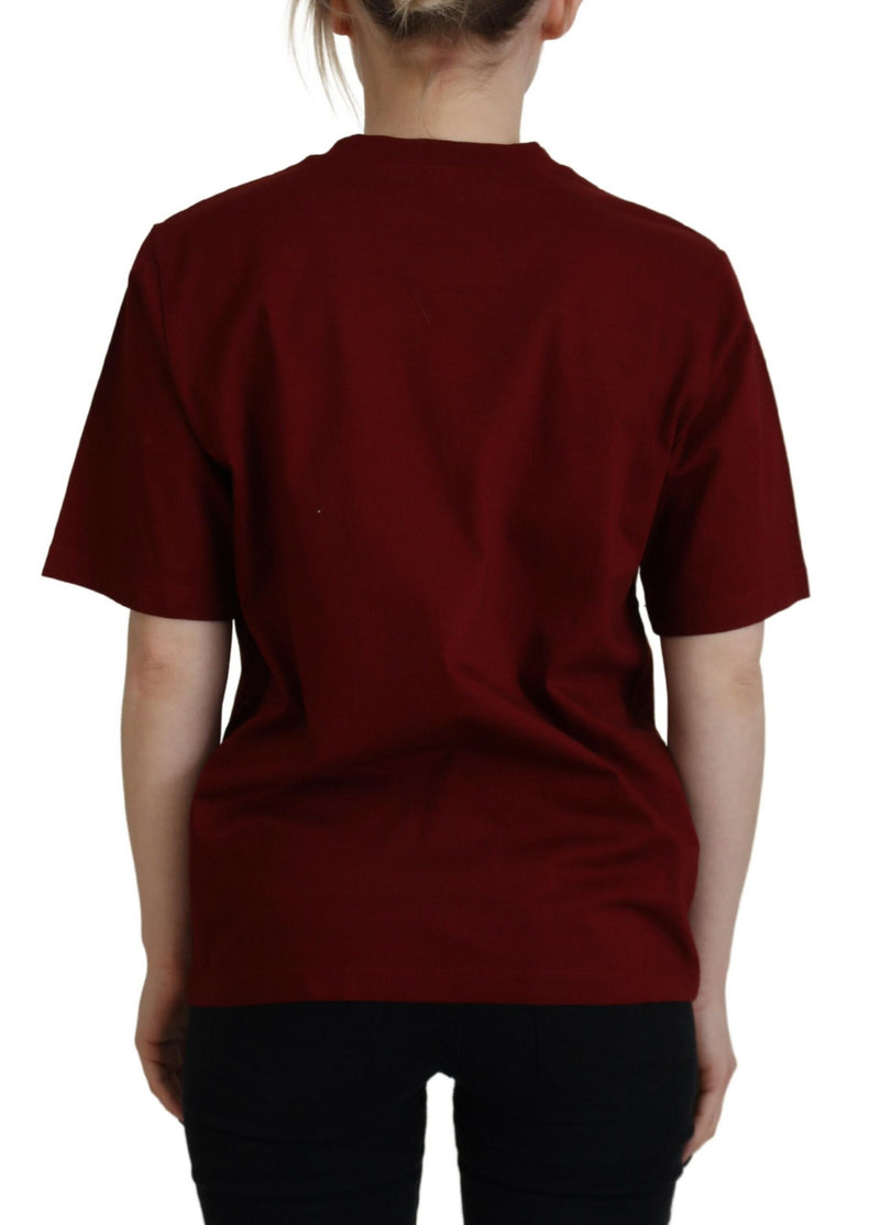 Dsquared² Maroon Logo Cotton Crewneck Short Sleeve Tee
