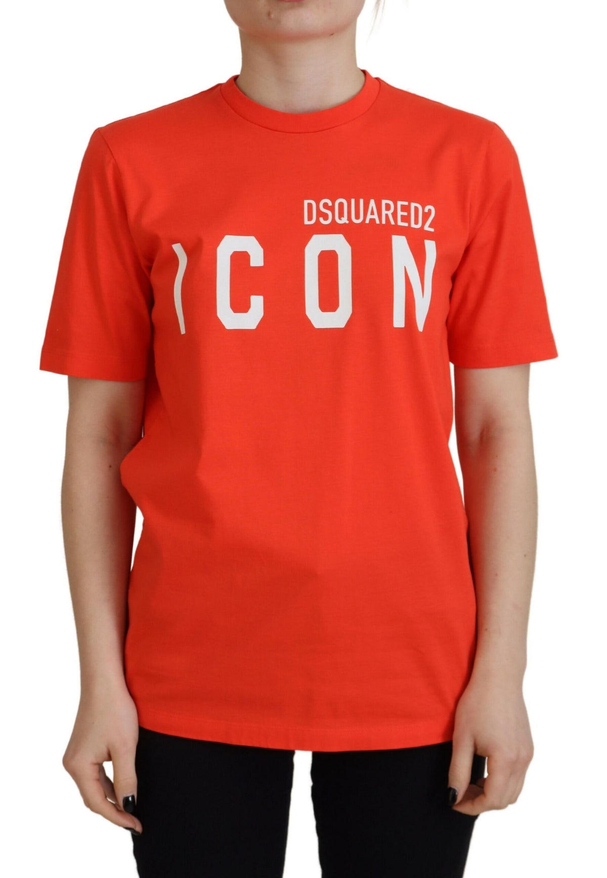 Dsquared² T-shirt Orange Cotton Shiny Icon East