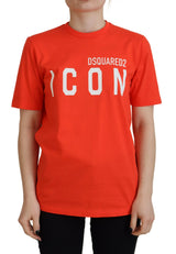 Dsquared² T-shirt Orange Cotton Shiny Icon East