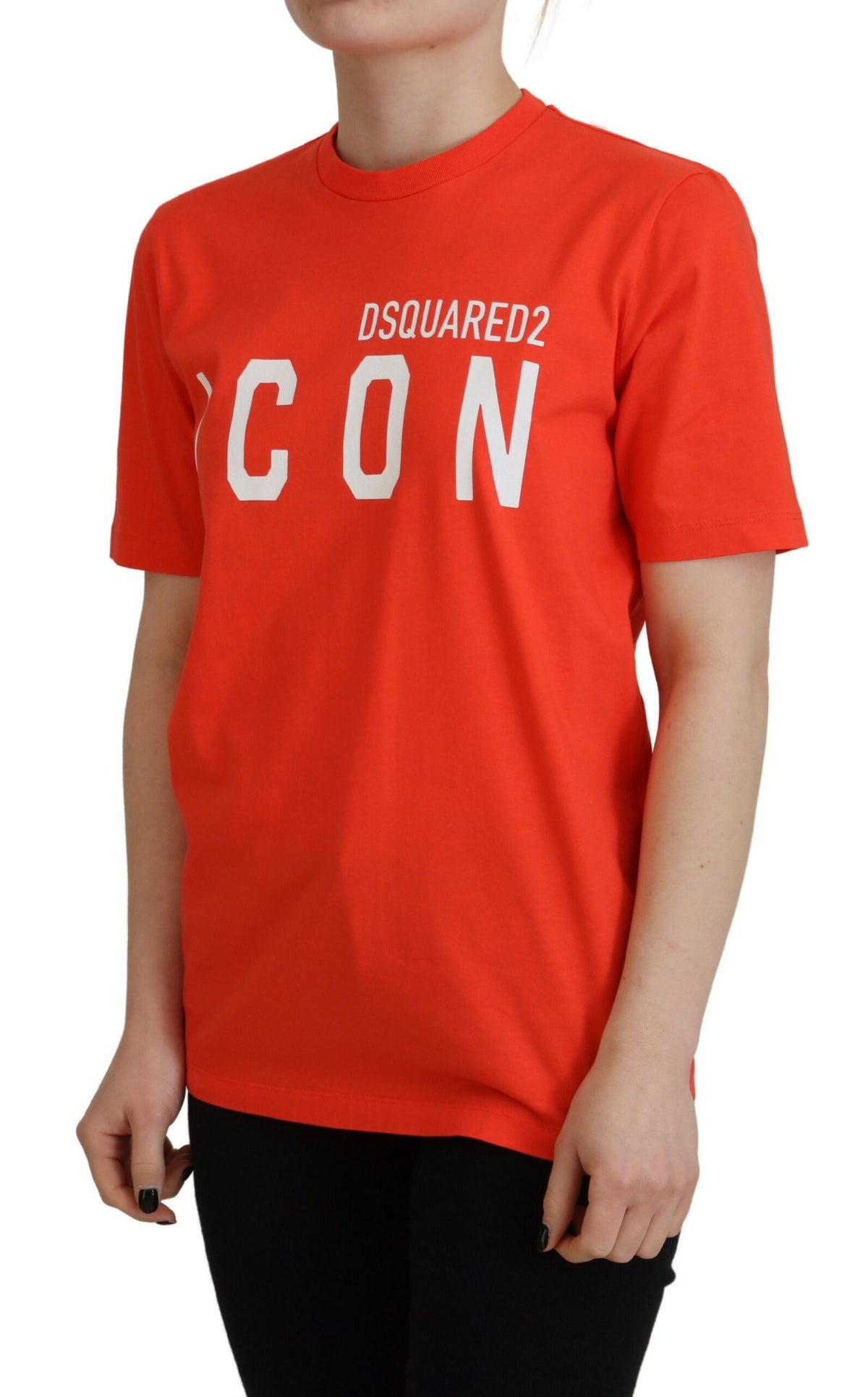 Dsquared² T-shirt Orange Cotton Shiny Icon East