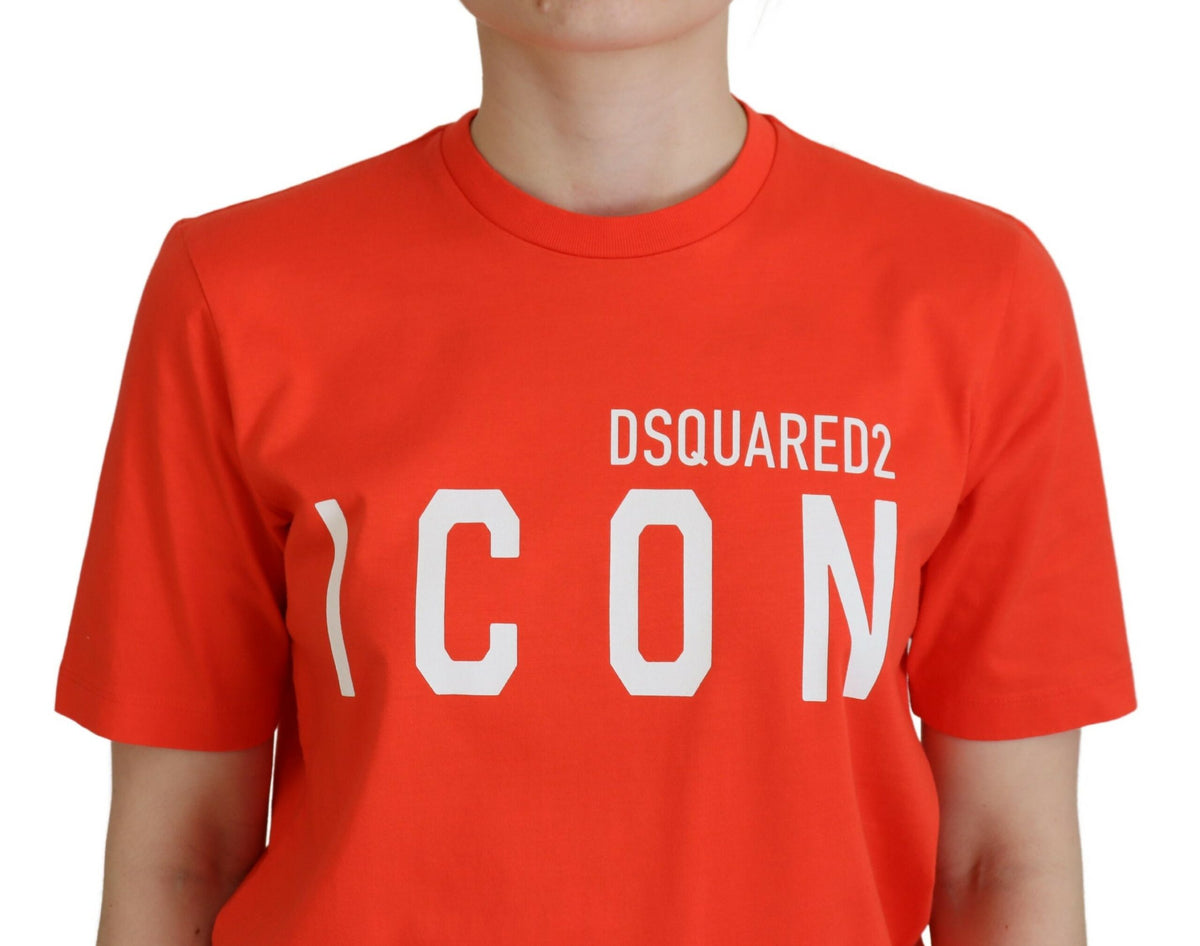 Dsquared² T-shirt Orange Cotton Shiny Icon East