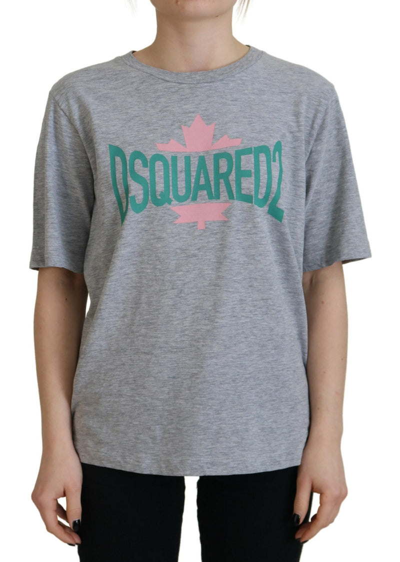 Dsquared² Gray Logo Cotton Crewneck Short Sleeve Tee
