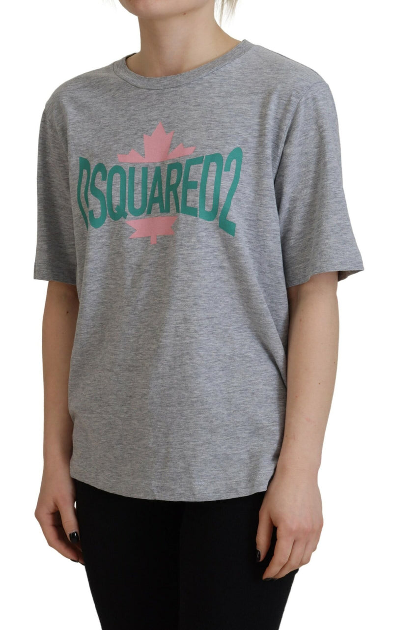 Dsquared² Gray Logo Cotton Crewneck Short Sleeve Tee