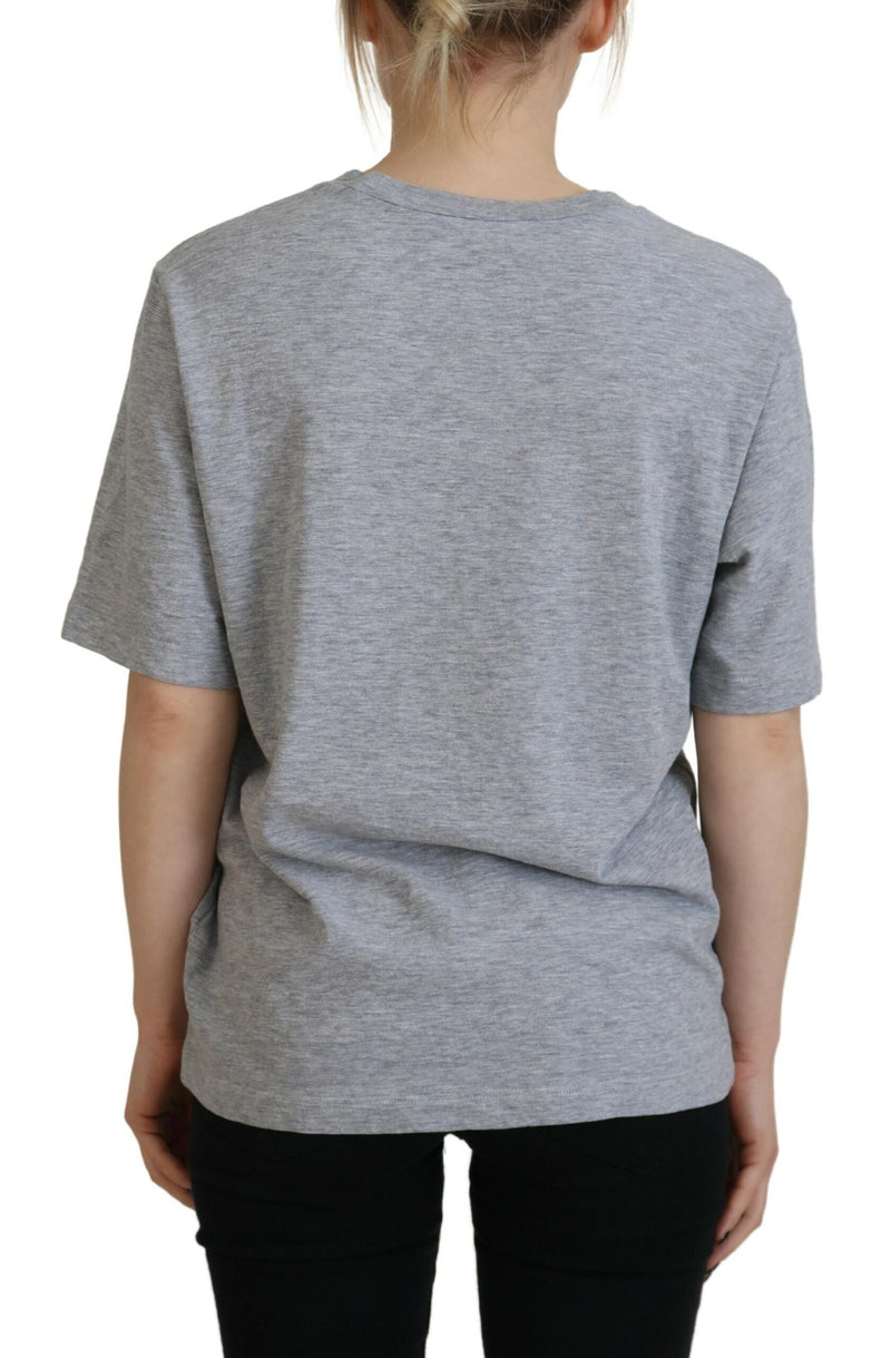 Dsquared² Gray Logo Cotton Crewneck Short Sleeve Tee