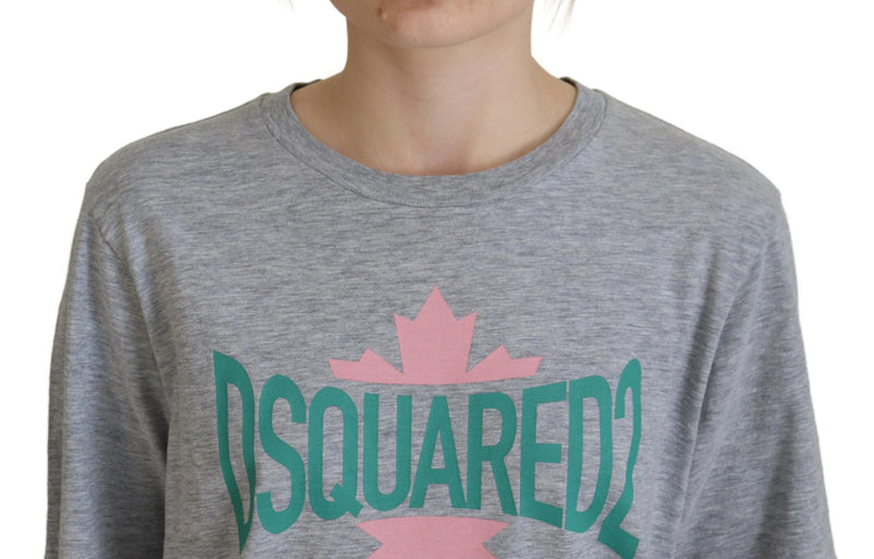 Dsquared² Gray Logo Cotton Crewneck Short Sleeve Tee