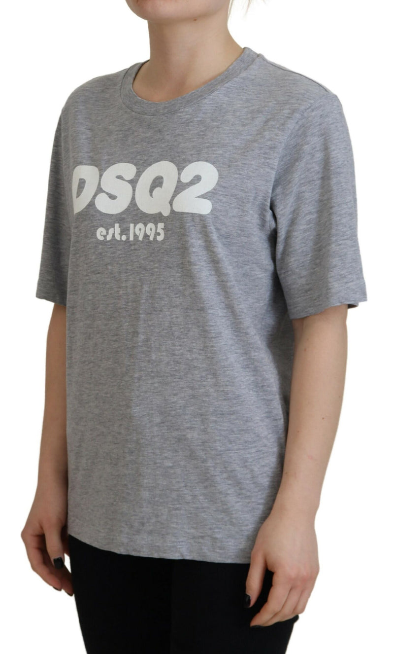 Dsquared² Gray Logo Cotton Crewneck Short Sleeve Tee