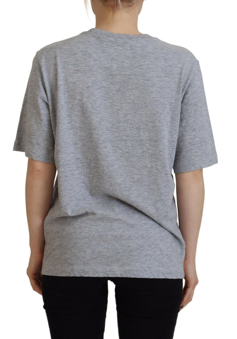 Dsquared² Gray Logo Cotton Crewneck Short Sleeve Tee