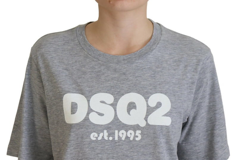 Dsquared² Gray Logo Cotton Crewneck Short Sleeve Tee