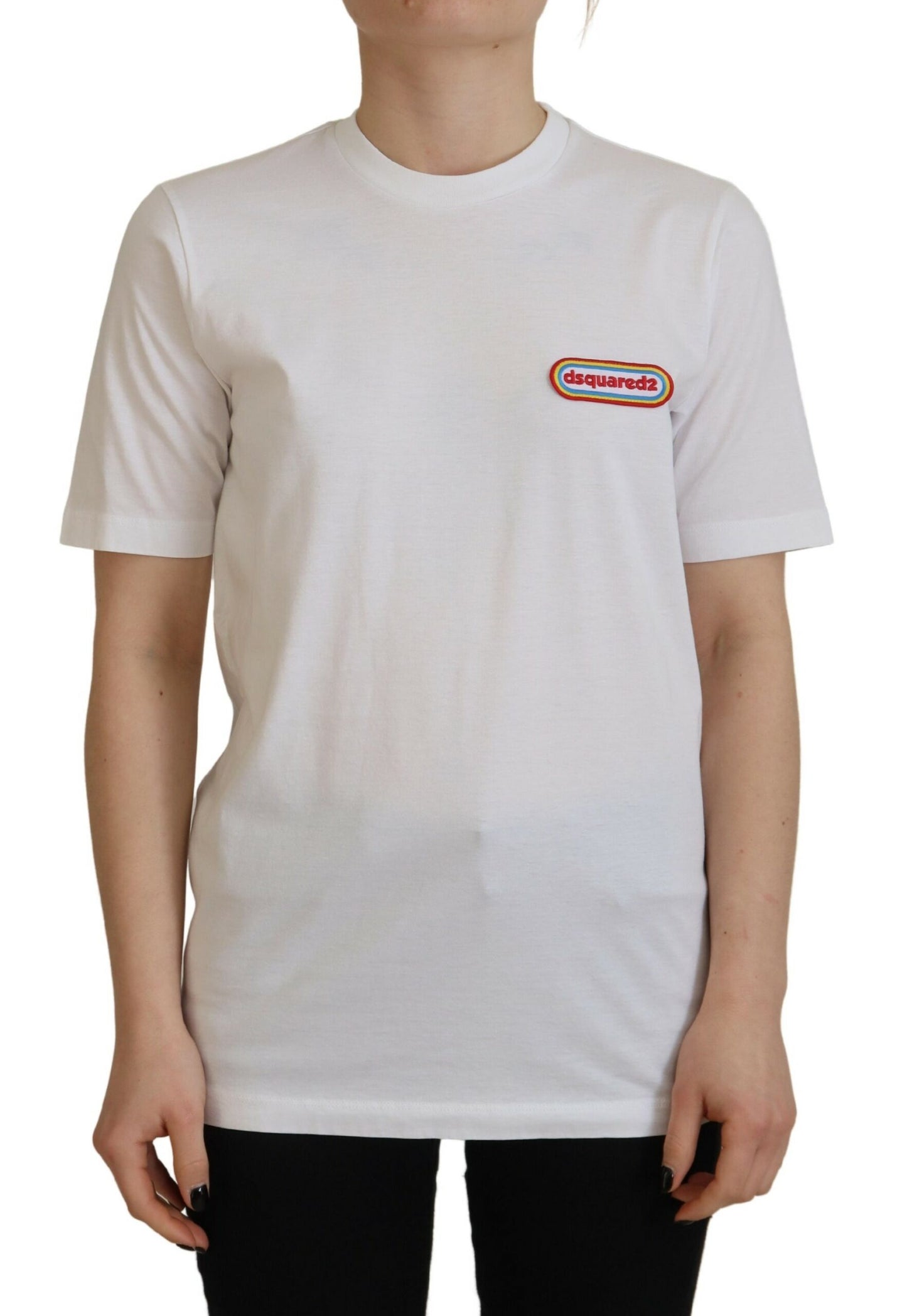 T-shirt à manches courtes et col rond avec patch logo blanc Dsquared²