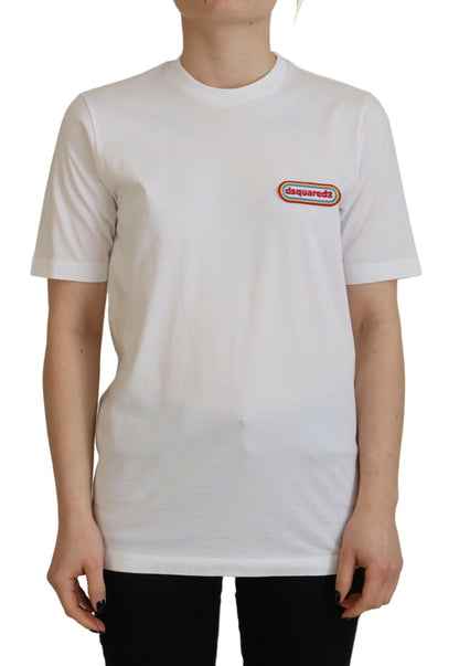 T-shirt à manches courtes et col rond avec patch logo blanc Dsquared²