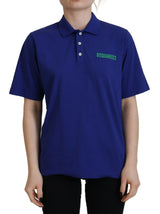 Dsquared² Polo T-shirt Bleu à Col Écritures à Manches Courtes