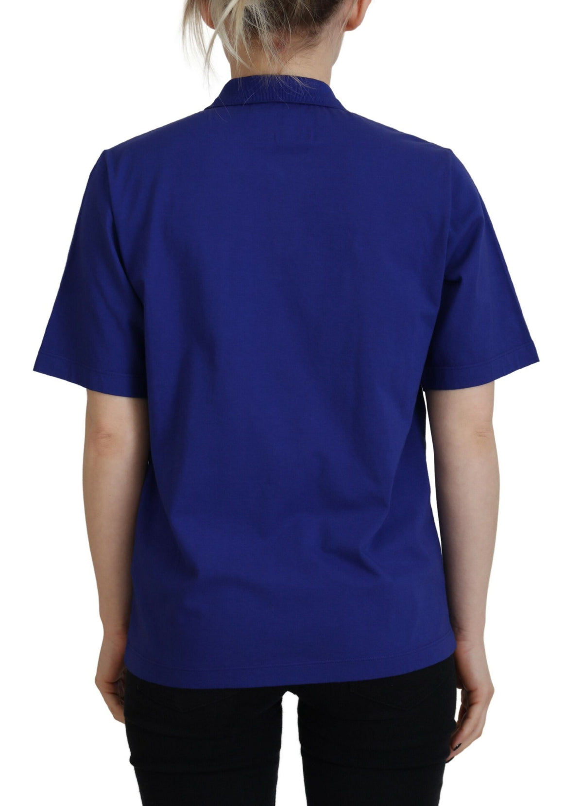 Dsquared² Polo T-shirt Bleu à Col Écritures à Manches Courtes