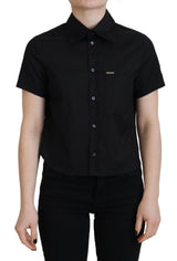 Dsquared² Polo Top Noir à Col Boutonné à Manches Courtes