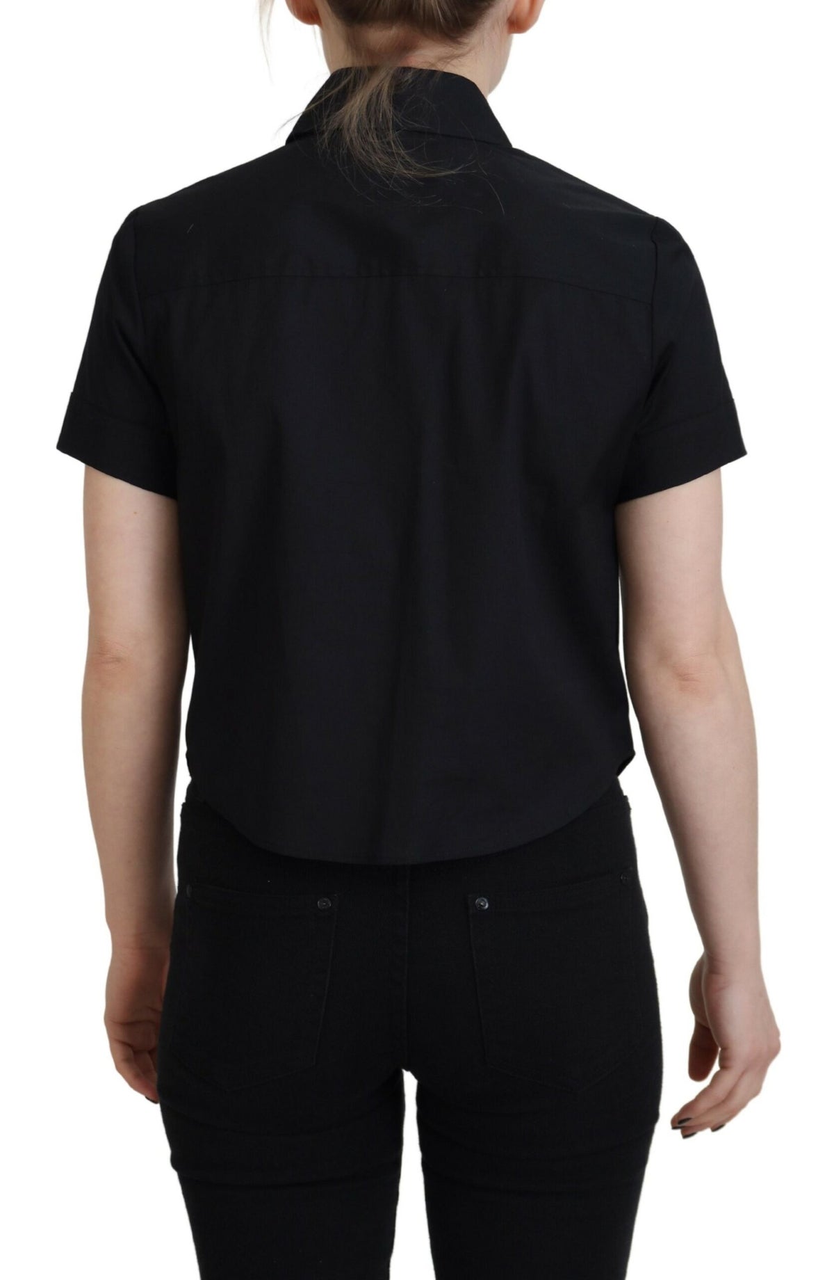 Dsquared² Polo Top Noir à Col Boutonné à Manches Courtes
