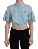 Dsquared² Light Blue Collared Cropped Top - Authentic Style