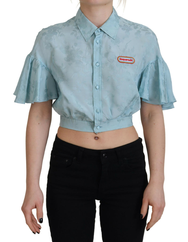 Dsquared² Light Blue Collared Cropped Top - Authentic Style