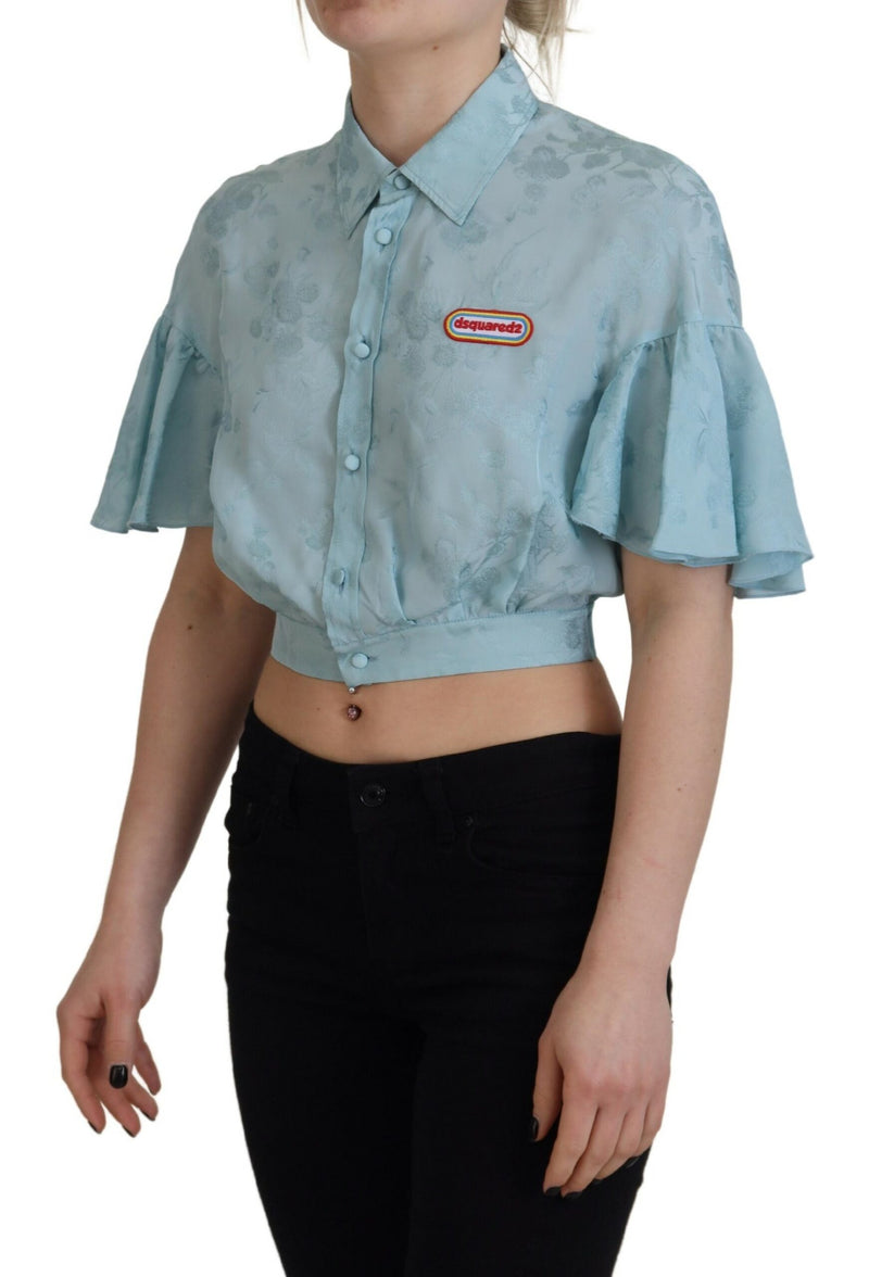 Dsquared² Light Blue Collared Cropped Top - Authentic Style
