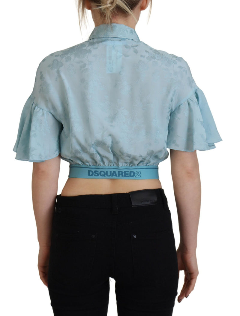 Dsquared² Light Blue Collared Cropped Top - Authentic Style