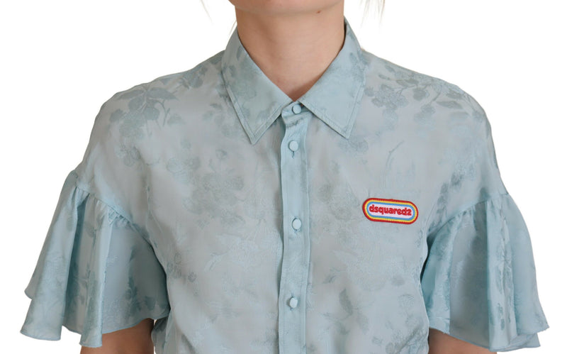 Dsquared² Light Blue Collared Cropped Top - Authentic Style