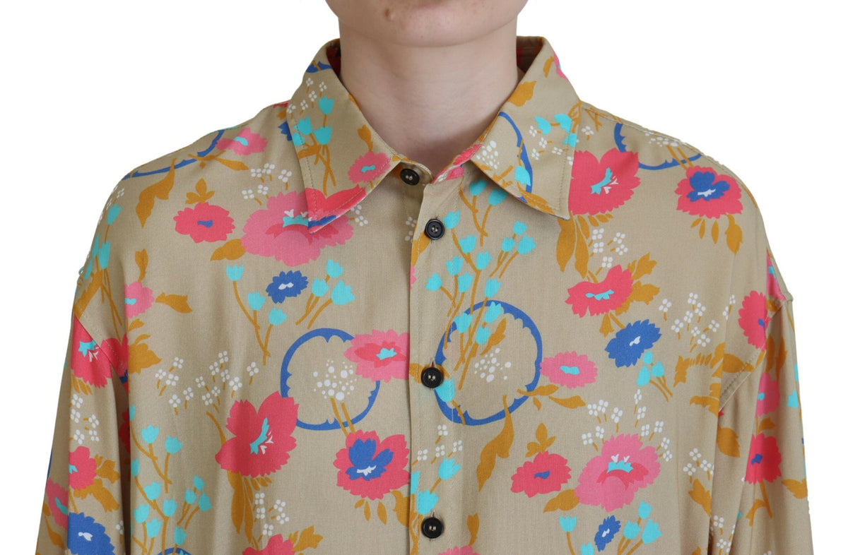 Chemise à Boutons Longs Beige Floral Dsquared²