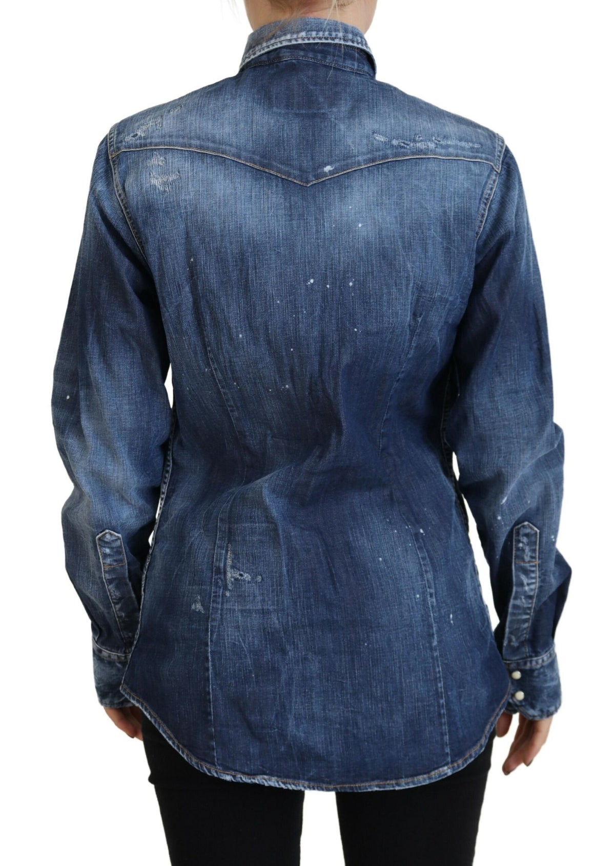 Dsquared² Chemise en Denim Bleue à Col Boutonné en Coton