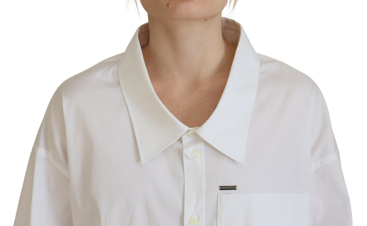 Chemise à col boutonné blanche en coton Dsquared²