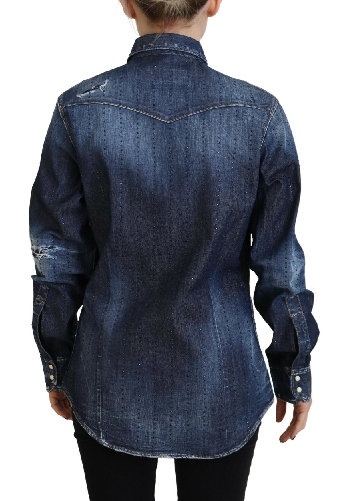 Dsquared² Blue Washed Cotton Button Down Denim Top