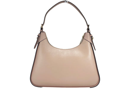 Michael Kors Wilma grote, gladde leren schoudertas met ketting, poederroze.