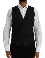 Dolce & Gabbana Black Brown Silk Waistcoat - Formal Vest