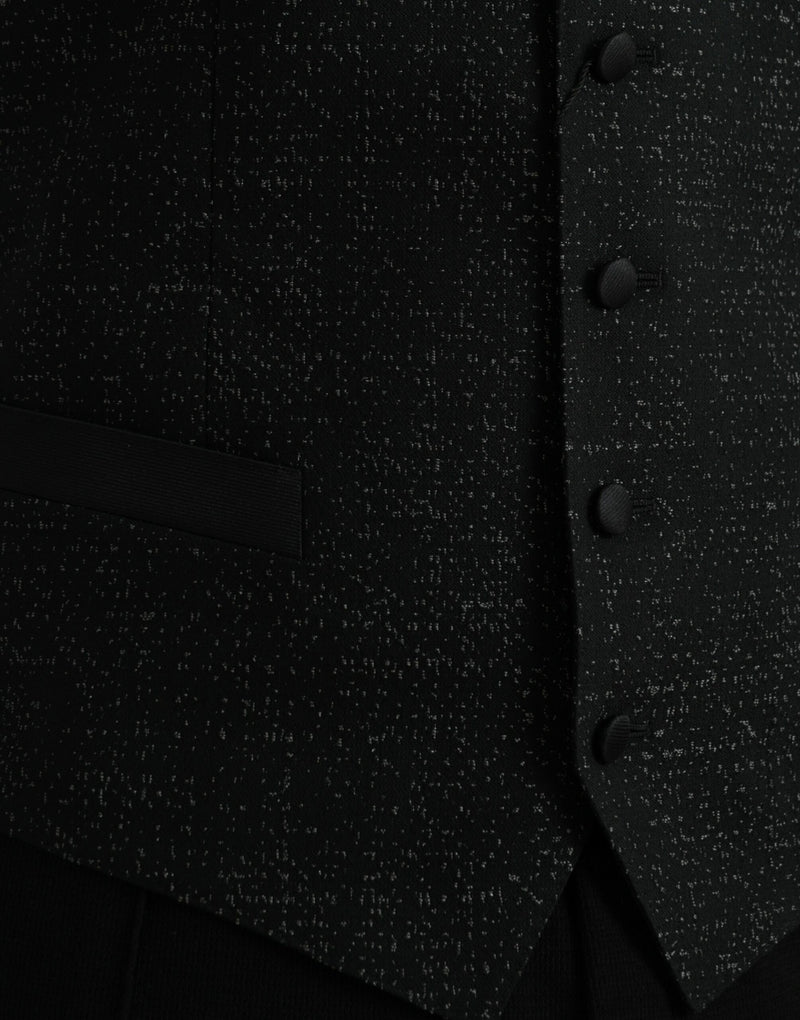 Dolce & Gabbana Black Brown Silk Waistcoat - Formal Vest