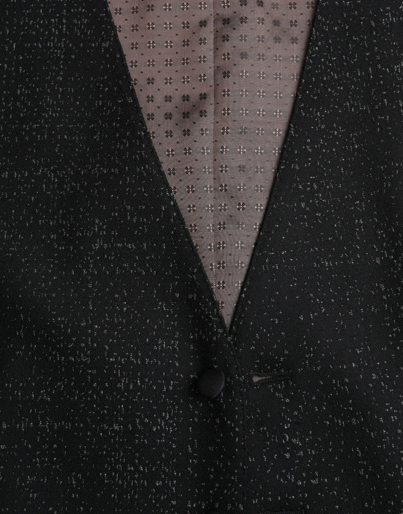 Dolce & Gabbana Black Brown Silk Waistcoat - Formal Vest
