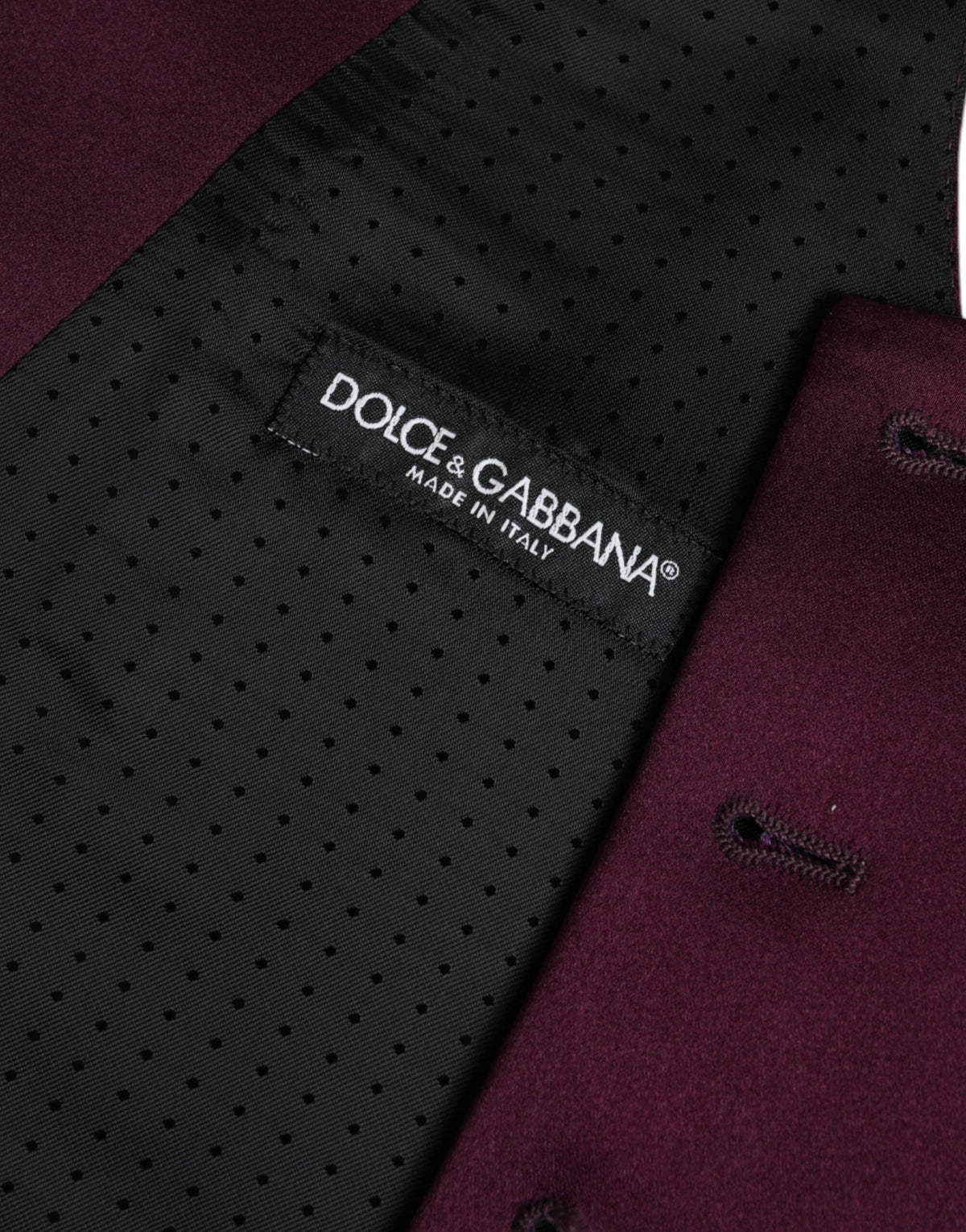 Dolce & Gabbana Maroon Satin Silk Waistcoat - Formal Vest