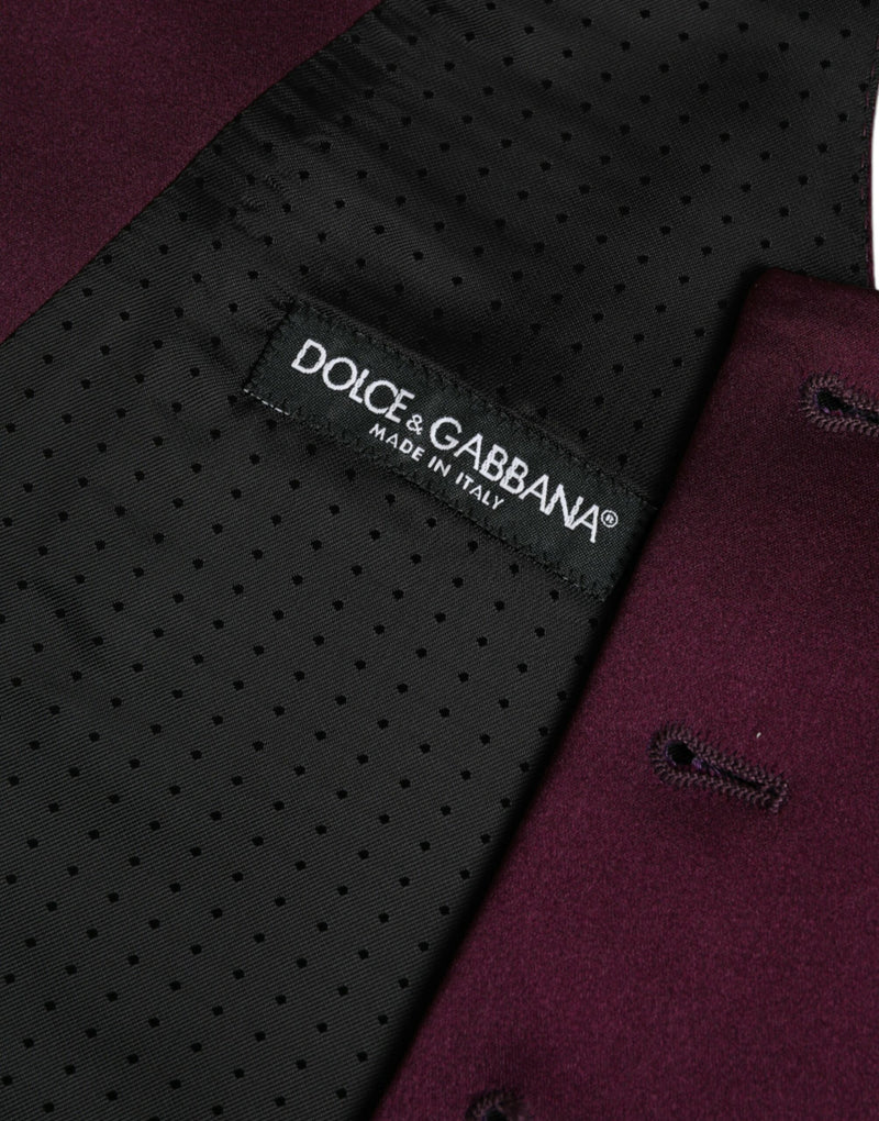 Dolce & Gabbana Maroon Satin Silk Waistcoat - Formal Vest