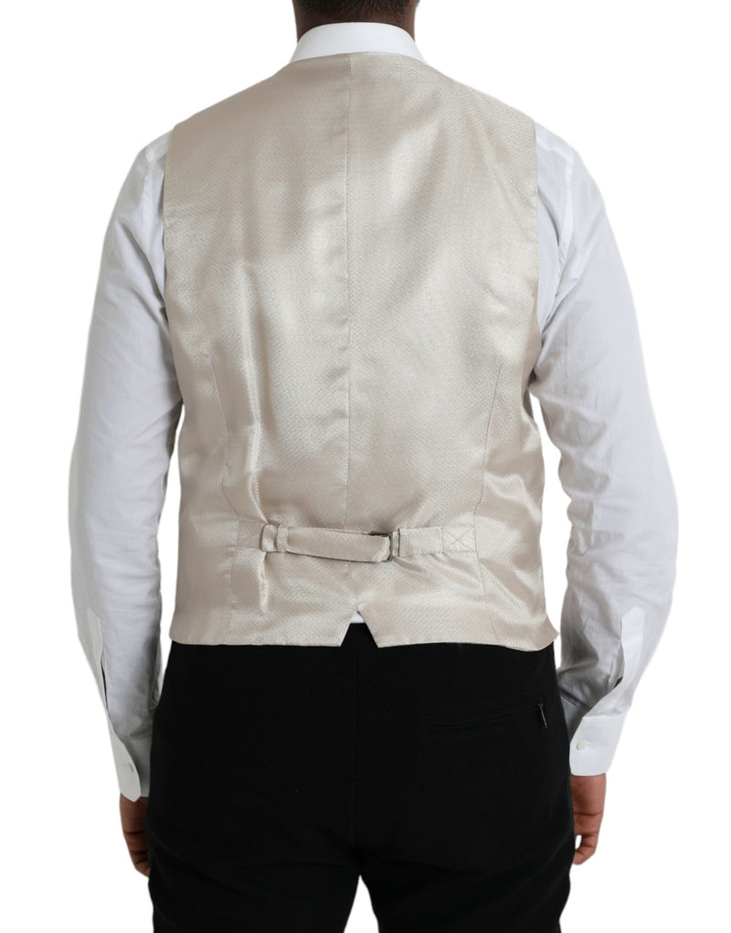 Dolce & Gabbana Off White Cotton Waistcoat - Elegant Formal Vest