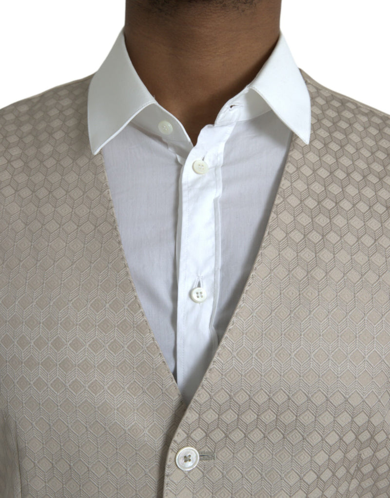 Dolce & Gabbana Off White Cotton Waistcoat - Elegant Formal Vest