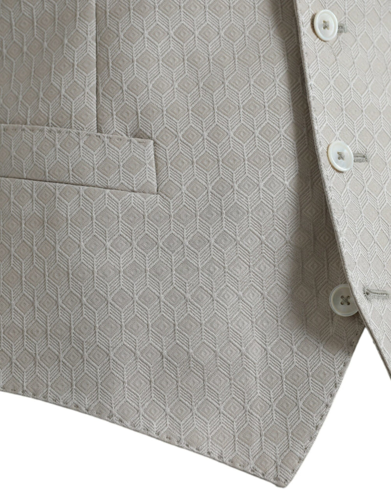 Dolce & Gabbana Off White Cotton Waistcoat - Elegant Formal Vest