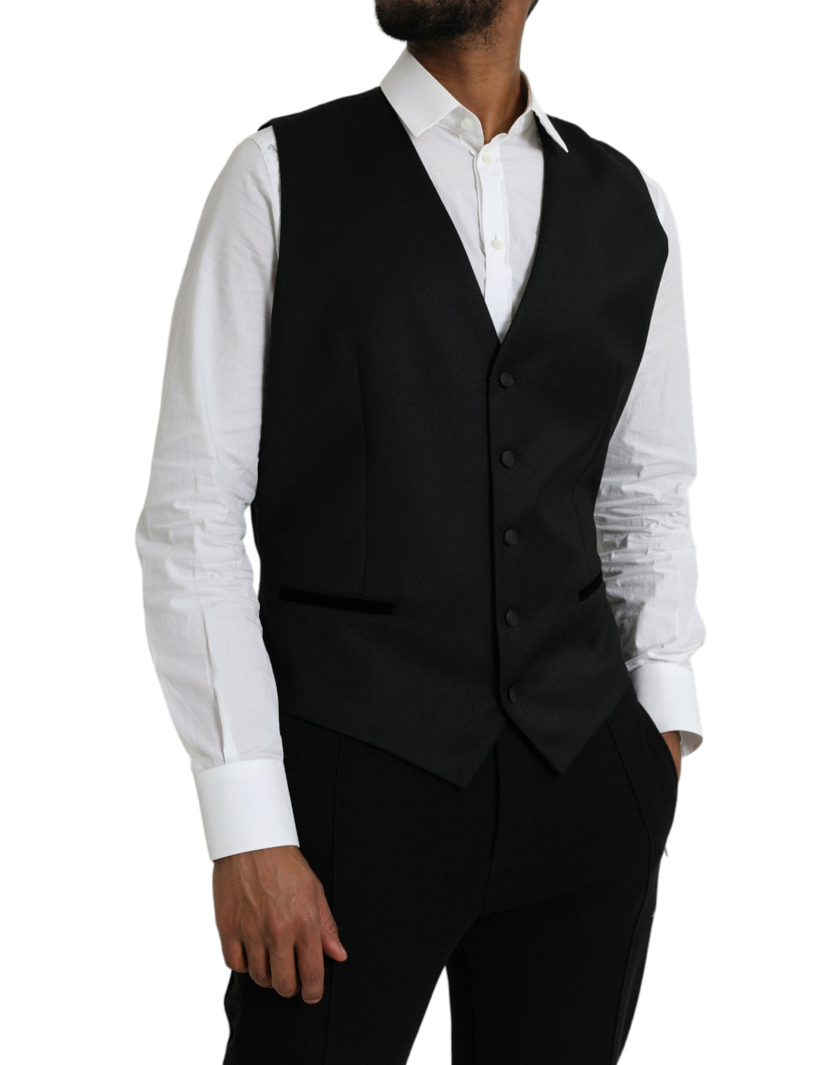 Dolce & Gabbana Black Silk Waistcoat - Elegant Formal Vest