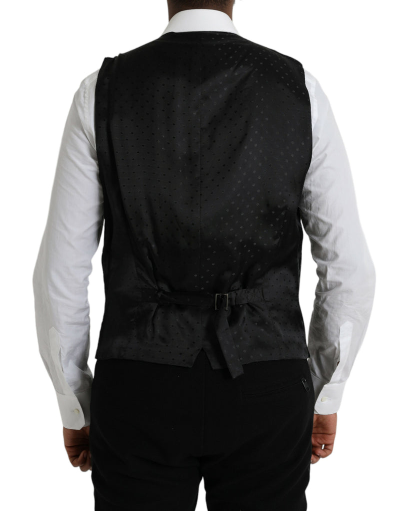 Dolce & Gabbana Black Silk Waistcoat - Elegant Formal Vest