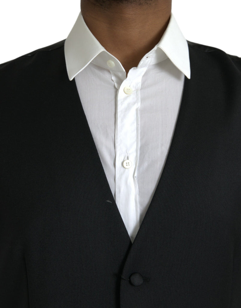 Dolce & Gabbana Black Silk Waistcoat - Elegant Formal Vest