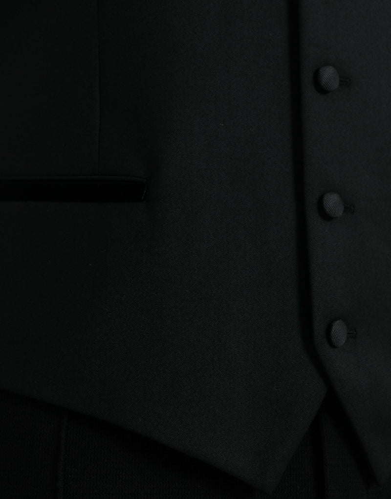 Dolce & Gabbana Black Silk Waistcoat - Elegant Formal Vest