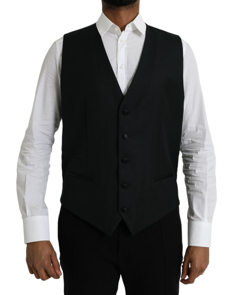 Dolce & Gabbana Black Wool Waistcoat - Elegant Formal Vest