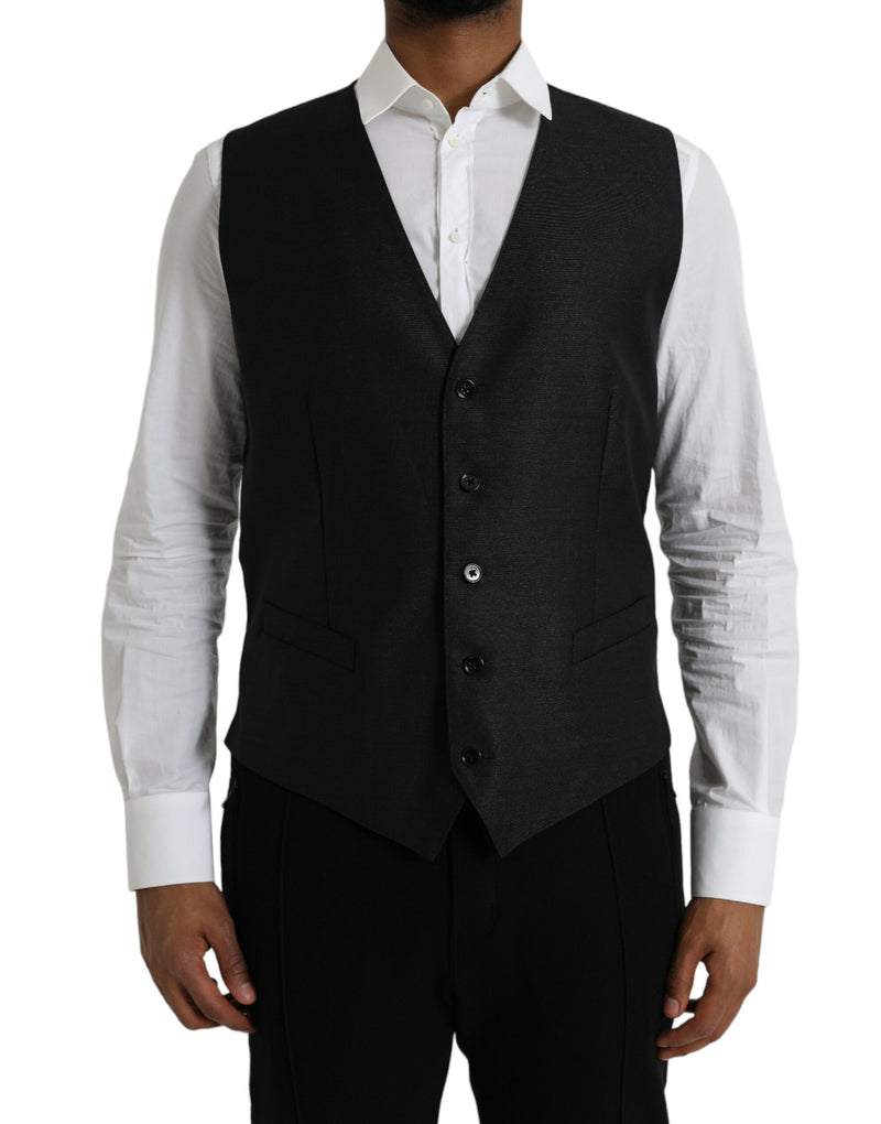 Dolce & Gabbana Black Wool Waistcoat - Elegant Formal Vest