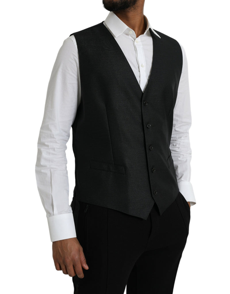 Dolce & Gabbana Black Wool Waistcoat - Elegant Formal Vest