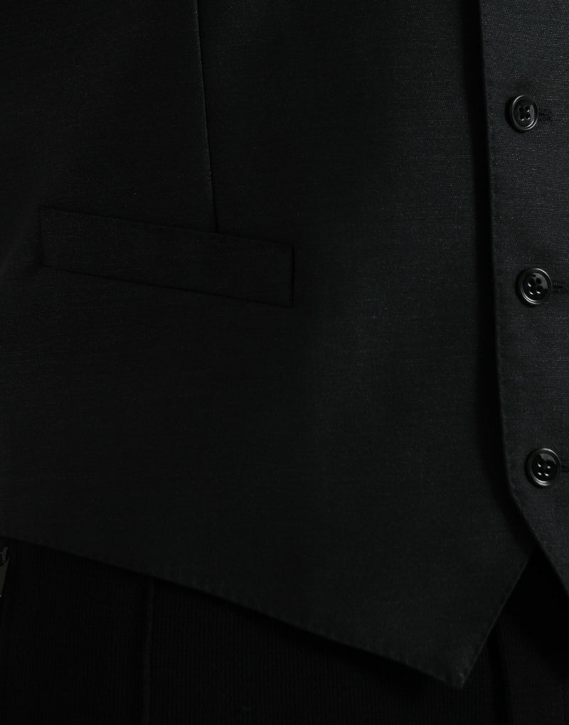 Dolce & Gabbana Black Wool Waistcoat - Elegant Formal Vest