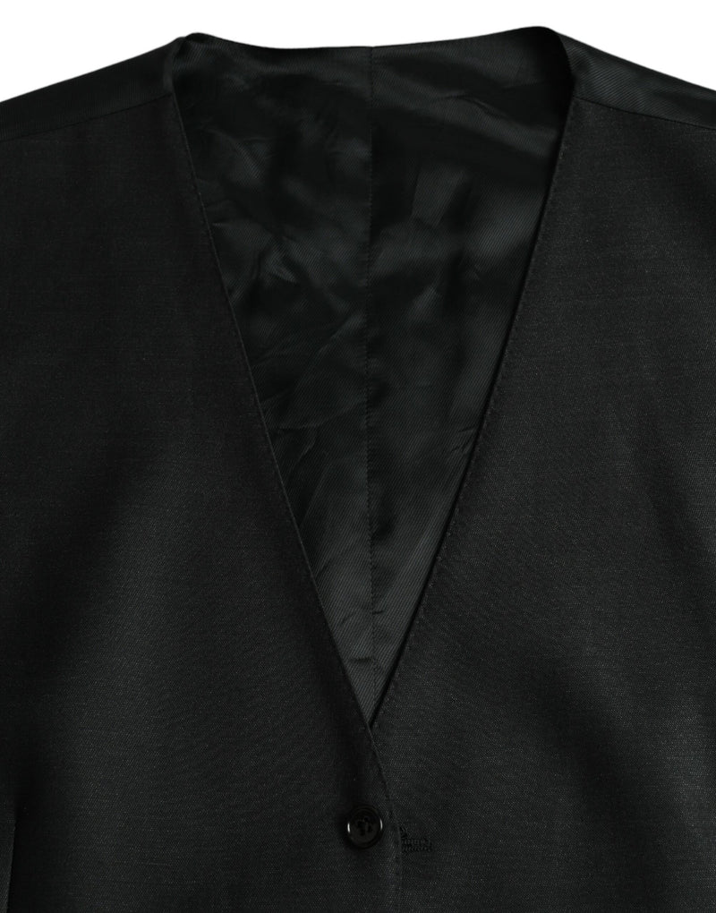 Dolce & Gabbana Black Wool Waistcoat - Elegant Formal Vest