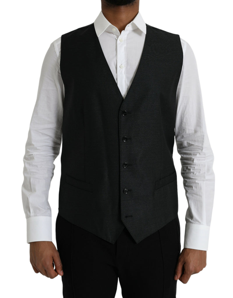 Dolce & Gabbana Black Wool Waistcoat - Elegant Formal Vest