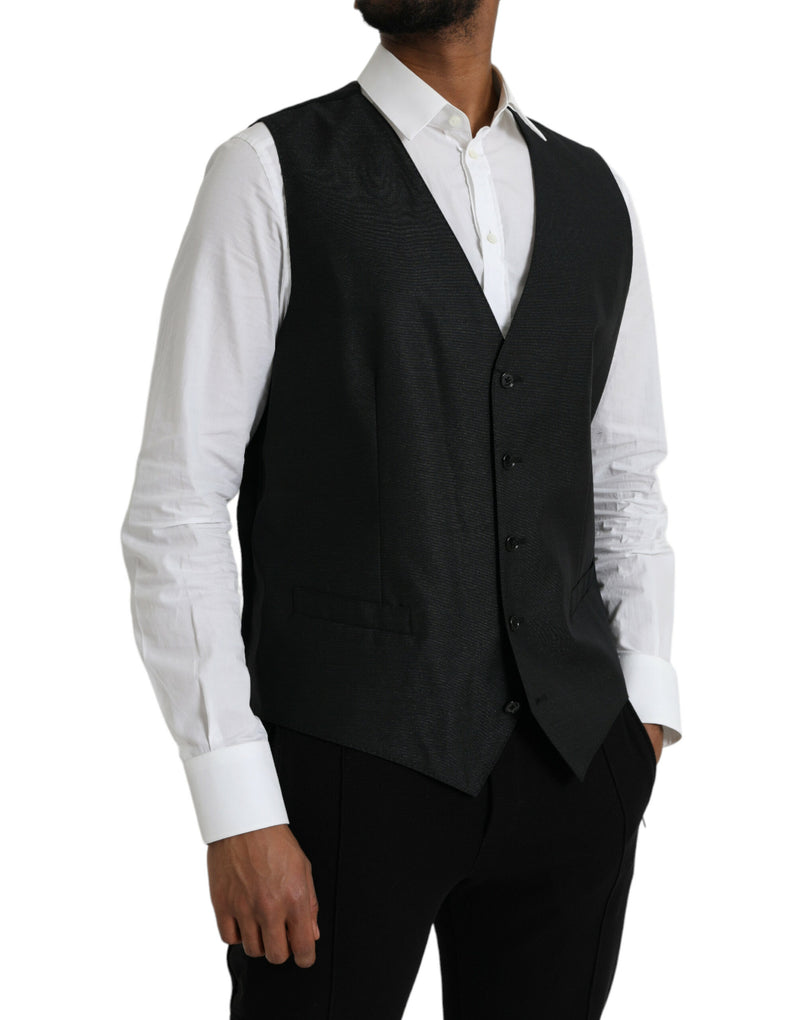 Dolce & Gabbana Black Wool Waistcoat - Elegant Formal Vest